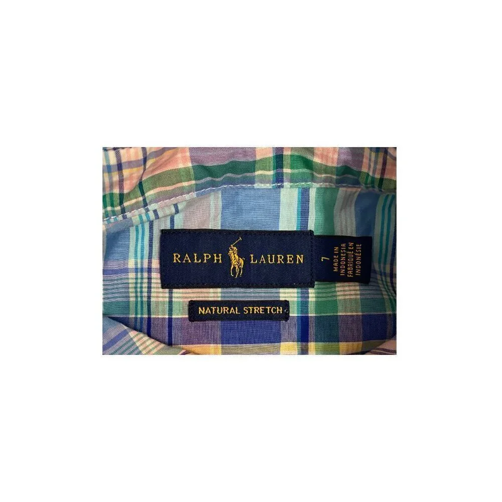 Ralph Lauren Boy's Pastel Plaid Shirt - Size 7 - Like New!